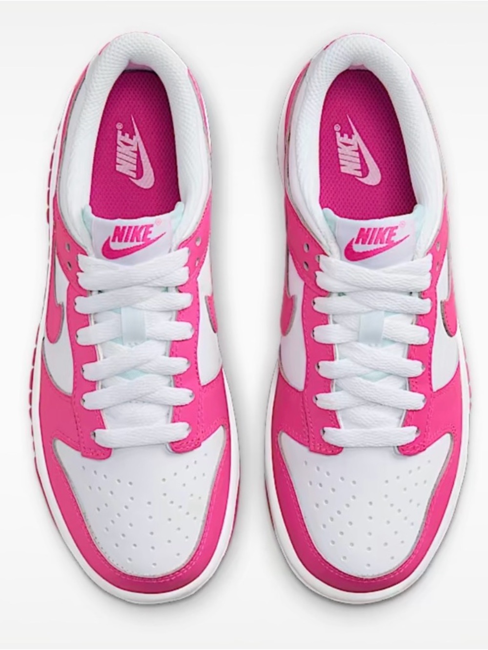 Nike dunks low White and Hot Pink Low-Top Sneakers